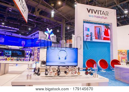 LAS VEGAS - JAN 08 : The Vivitar booth at the CES show held in Las Vegas on January 08 2017 CES is the world's leading consumer-electronics show.