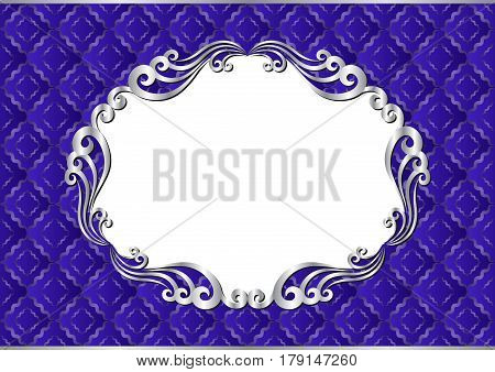background with old-fashioned patterns and silver frame - transparent space insert