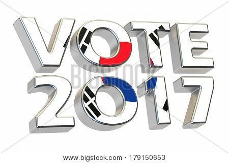 Vote 2017 in South Korea presidential election concept. 3D rendering isolated on white background