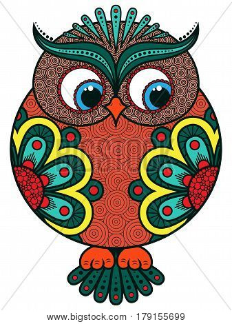 Big Colourful Ornate Rounded Owl