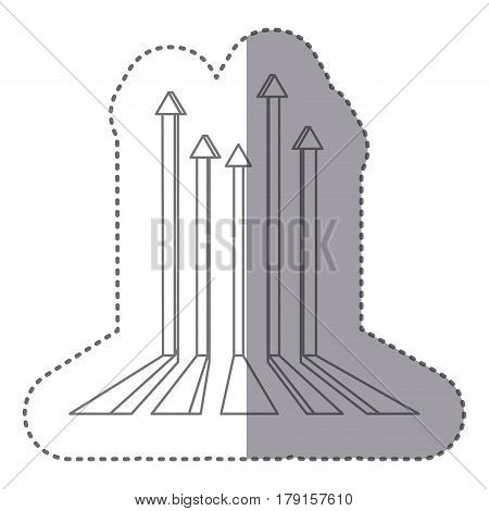 sticker silhouette of tridimensional strips with arrowheads vector illustration