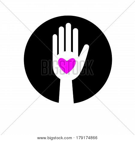 heart vector hand icon love symbol help
