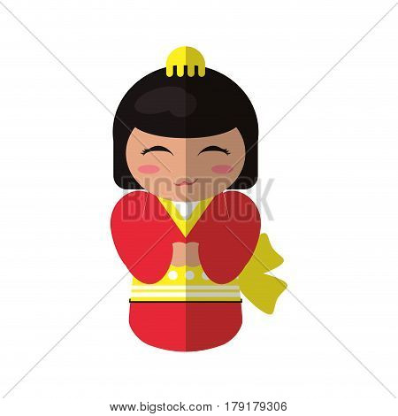 cute kokeshi doll traditional costume japanese vector illustration eps 10