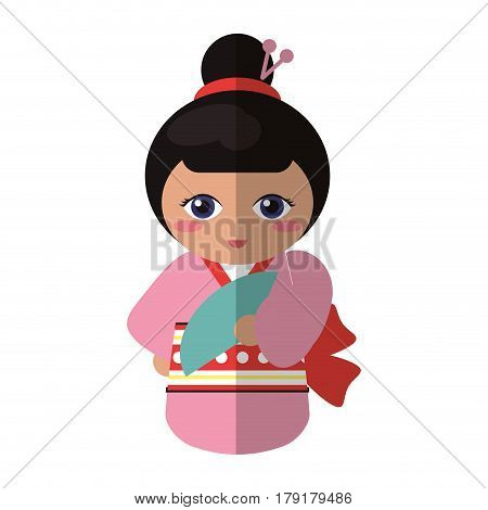 cute kokeshi doll traditional costume japanese vector illustration eps 10