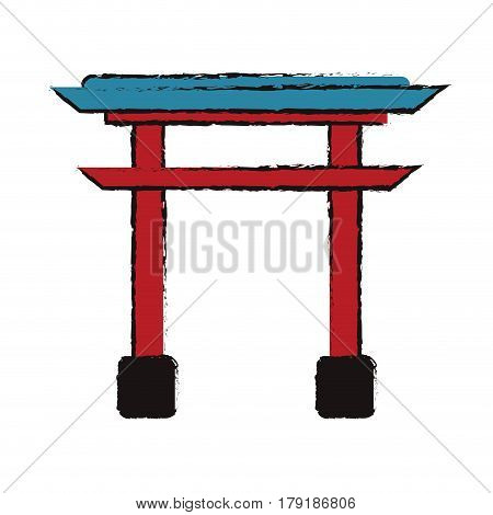 japanese gate structure traditional vector illustration eps 10