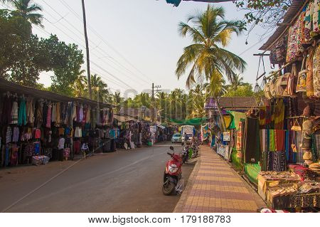 ARAMBOL GOA INDIA - MARCH 1 2017: Street in Arambol North Goa India on March 1 2017.