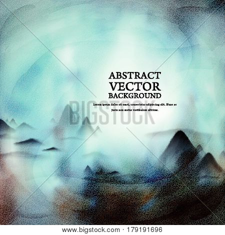 stylish Chinese landscape painting style background in blue