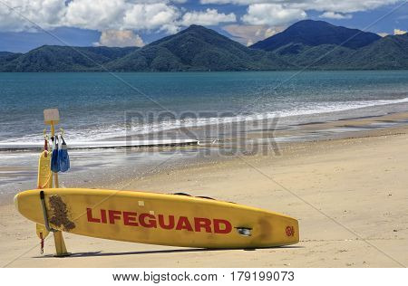 lifeguard board at a Cairns beach on a summer day