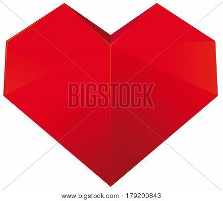 Red paper heart on a white background