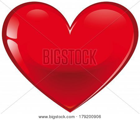 Glass red smooth heart on a white background