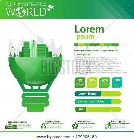 World Environmental Protection Green Energy Ecology Infographics Banner With Copy Space Vector Illustration