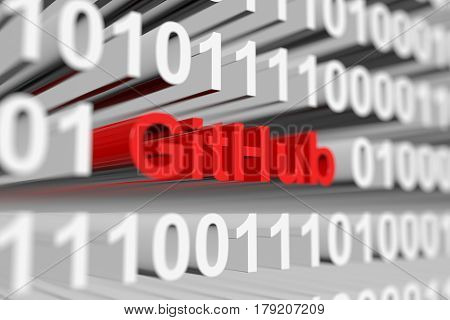 GitHub as a binary code with blurred background 3D illustration
