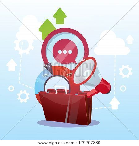 Open Briefcase Marketing Teamwork And Target Business Life Concept Flat Vector Illustration