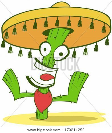 A cheerful cactus in a sombrero. Jolly Cactus In Sombrero.