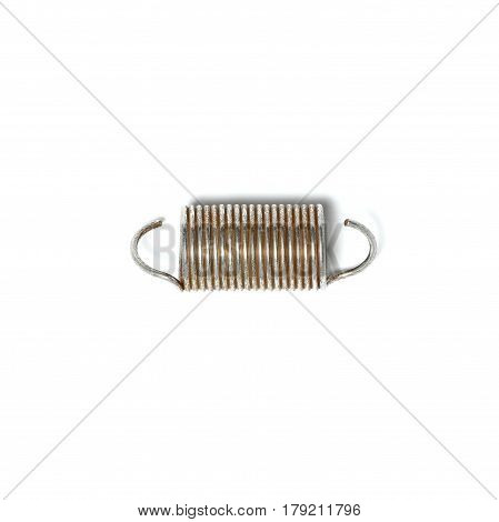 Metal spring isolated on white background, closep