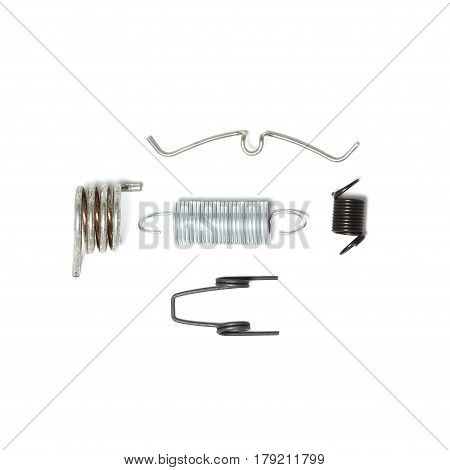 Metal spring isolated on white background, closep