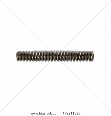 Metal spring isolated on white background, closep