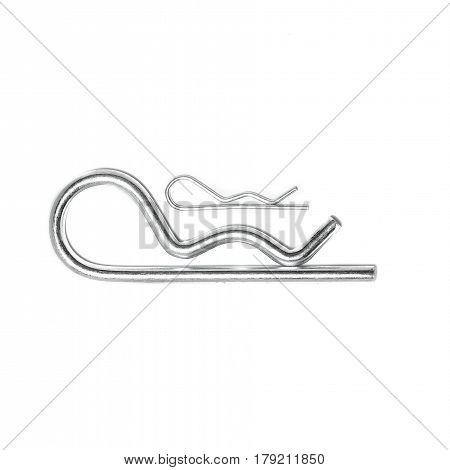 Metal spring isolated on white background, closep