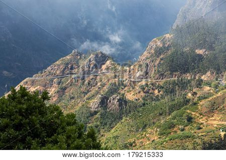 View to the south from the pass Boca da Encumeada in Madeira