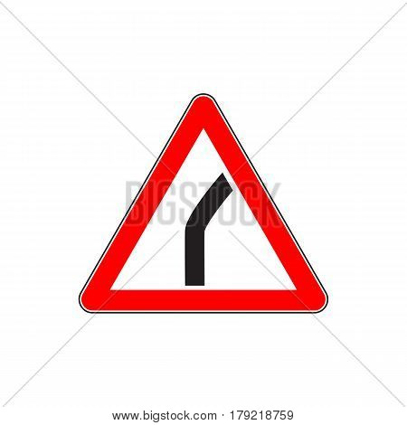 Red Dangerous turn sign - Danger Triangle Road sign isolated on white background