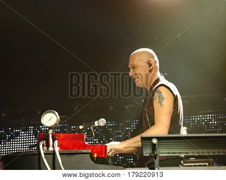 Padua Padova, Pd, Italy - March 29, 2017: Fabrizio Simoncioni The Keyboard Piano Player Of Litfiba A