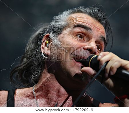 Padua Padova, Pd, Italy - March 29, 2017: Piero Pelu The Vocalist Of Litfiba An Italian Rock Band On