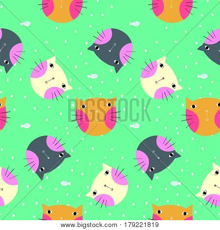 Hand Drawn Cat Seamless Background