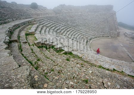 Greek Theatre Of Segesta, Historical Landmark In Sicily, Italy