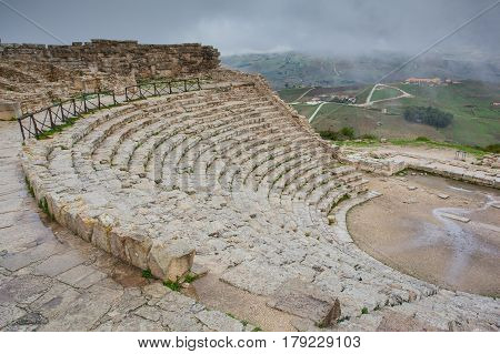Greek Theatre Of Segesta, Historical Landmark In Sicily, Italy