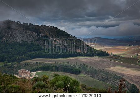Greek Theatre Of Segesta, Historical Landmark In Sicily, Italy