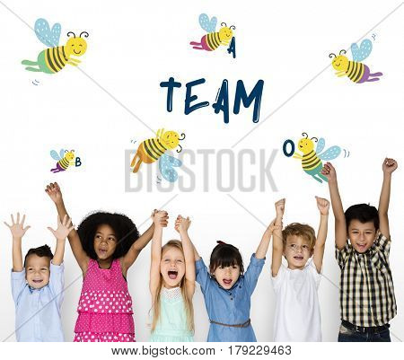 Kids Children Friendship Together Team Bee Graphic
