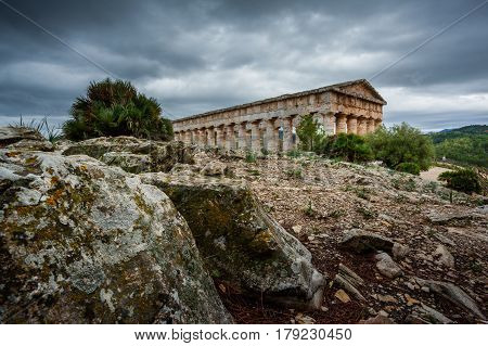 Greek Theatre Of Segesta, Historical Landmark In Sicily, Italy