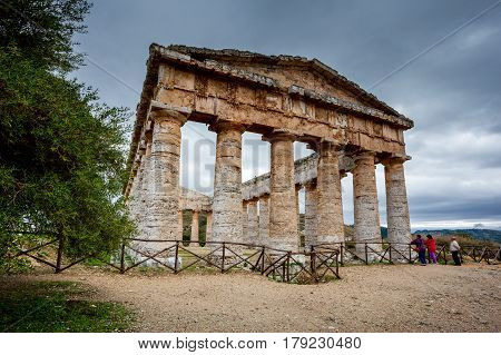 Greek Theatre Of Segesta, Historical Landmark In Sicily, Italy