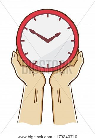 Vector stock of two hand holding a clock