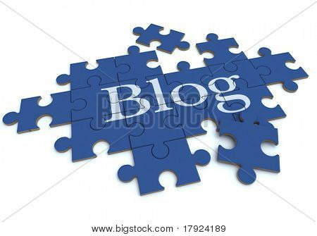 Blog Word'le oluşturan bir bulmaca 3D render