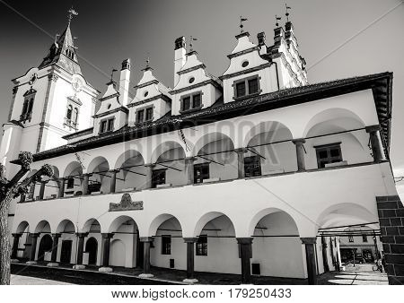 LEVOCA SLOVAKIA - MARCH 19: Historic town hallcentre of town on March 19 2017 in Levoca