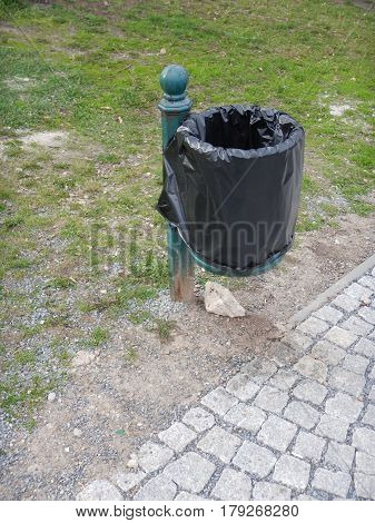 Outdoor Rubish Bin In A Park