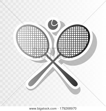 Tennis racket sign. Vector. New year blackish icon on transparent background with transition.