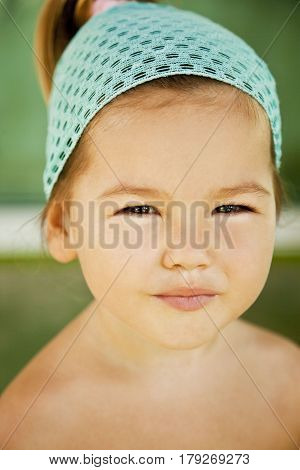 Portrait of a smiling girl asian-mestizo close-up