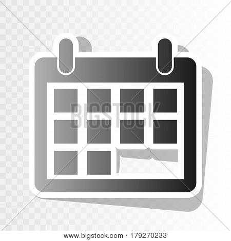 Calendar sign illustration. Vector. New year blackish icon on transparent background with transition.
