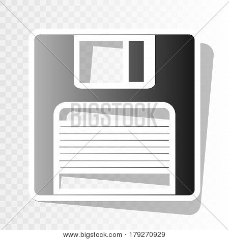 Floppy disk sign. Vector. New year blackish icon on transparent background with transition.