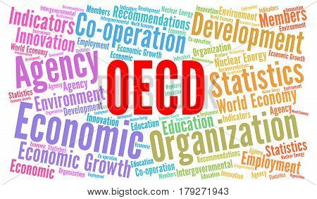 OECD word cloud concept with a white background