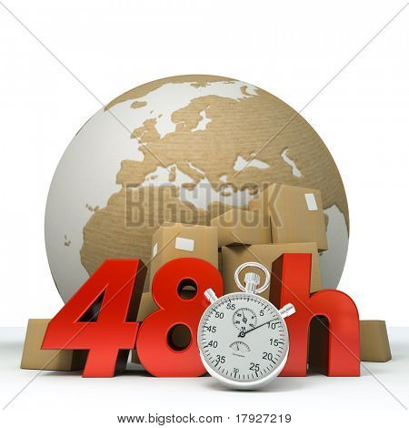Renderowania 3D ziemi stos pola i słowa 48 h i chronometr