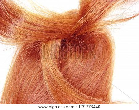 gingery hair curls isolated on white background