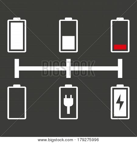 Battery icon set .Set of battery charge level indicators