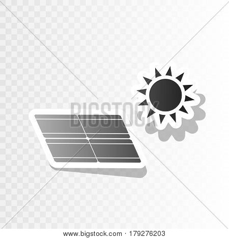 Solar energy panel. Eco trend concept sign. Vector. New year blackish icon on transparent background with transition.
