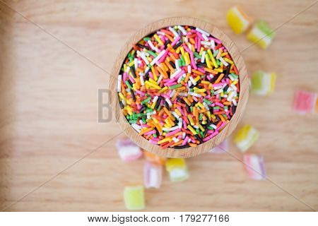 Sugar sprinkle dots decoration for cake and bekery at a children's party