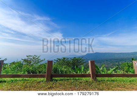 Beautiful Mountains Natural Landscape And Blue Sky From View Point Pangsida National Park Thailand.