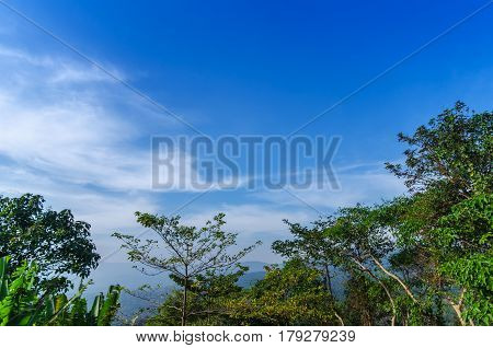 Beautiful Mountains Natural Landscape And Blue Sky From View Point Pangsida National Park Thailand.