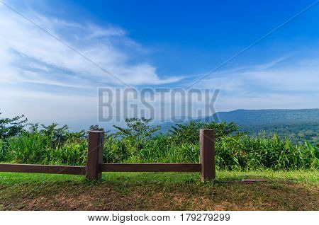 Beautiful Mountains Natural Landscape And Blue Sky From View Point Pangsida National Park Thailand.